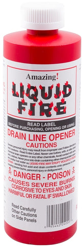 Liquid Fire LF-P-24 Drain Opener, Liquid, Dark Amber, Slight Pungent, 16 oz Bottle